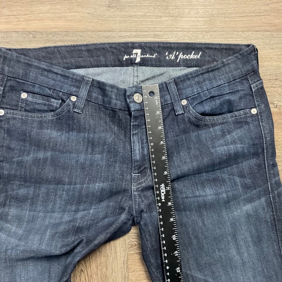 Y2K 7 For All Mankind A Pocket Crystal Studded Flare Jeans Womens 31 Dark Blue - Picture 10 of 11